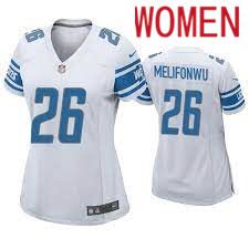 Women Detroit Lions #26 Ifeatu Melifonwu White Nike Game NFL Jersey